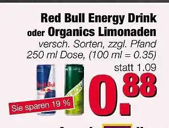 Edeka Scherer Red Bull Energy Drink oder Organics Limonaden Angebot