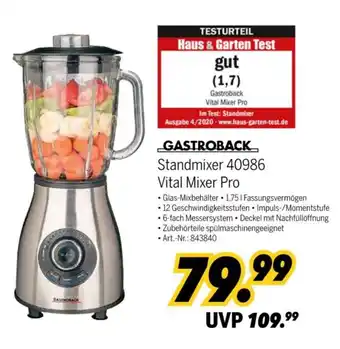 MEDIMAX Gastroback Standmixer 40986 Vital Mixer Pro Angebot