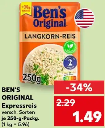 Kaufland BEN'S ORIGINAL Expressreis 250 g Packg. Angebot