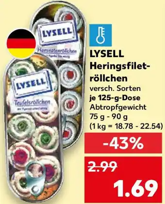 Kaufland LYSELL Heringsfiletröllchen 125 g Dose Angebot