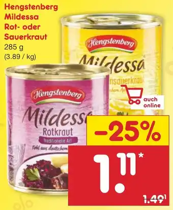 Netto Marken-Discount Hengstenberg Mildessa Rot oder Sauerkraut 285 g Angebot