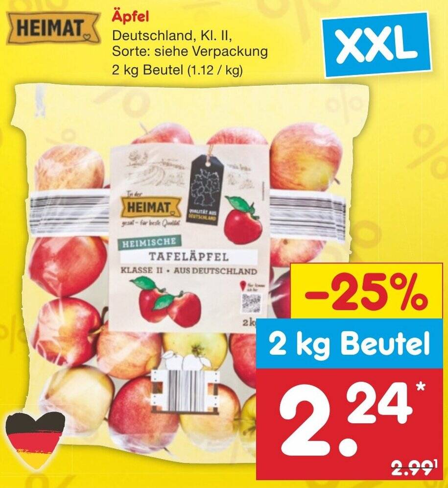 HEIMAT Äpfel 2 kg Beutel Angebot bei Netto MarkenDiscount
