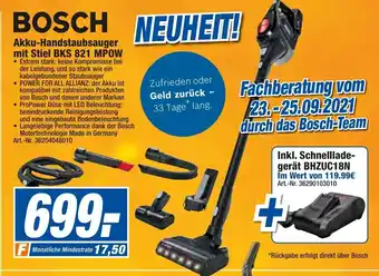 expert Techno Land Bosch Akku Handstaubsauger mit Stiel BKS 821 MP0W Angebot