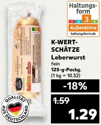 Kaufland K-WERTSCHÄTZE Leberwurst 125 g Packg. Angebot