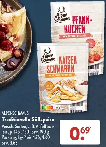 Aldi Süd ALPENSCHMAUS Traditionelle Süßspeise 145/150/190 g Packung Angebot