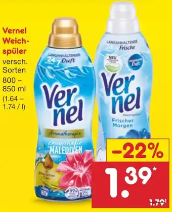 Netto Marken-Discount Vernel Weichspüler 800-850 ml Angebot