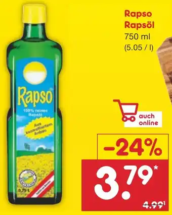 Netto Marken-Discount Rapso Rapsöl 750 ml Angebot