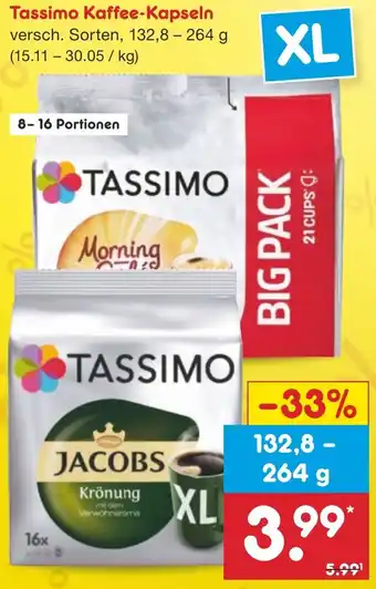 Netto Marken-Discount Tassimo Kaffee-Kapseln 132,8 - 264 g Angebot