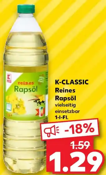 Kaufland K-CLASSIC Reines Rapsöl 1 L-Fl. Angebot