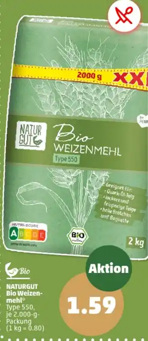 PENNY NATURGUT Bio Weizenmehl 2000 g Packung Angebot