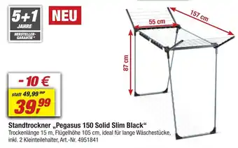 toom Baumarkt LEIFHEIT Standtrockner ,,Pegasus 150 Solid Slim Black" Angebot