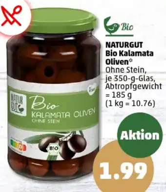 PENNY NATURGUT Bio Kalamata Oliven 350 g Glas Angebot