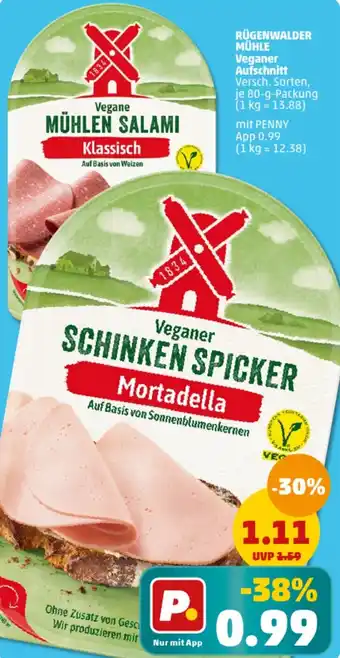 PENNY RÜGENWALDER MÜHLE Veganer Aufschnitt 80 g Packung Angebot