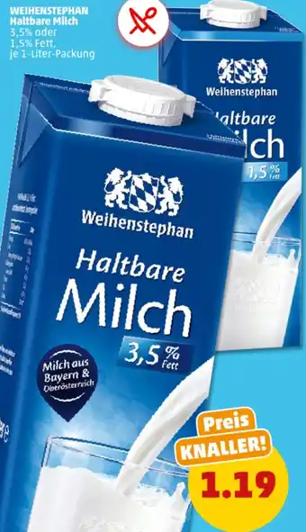 PENNY WEIHENSTEPHAN Haltbare Milch 1 Liter Packung Angebot