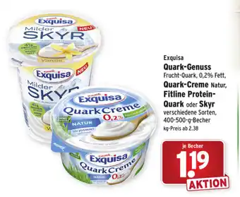 Wasgau Exquisa Quark Genuss, Quark Creme, Fitline Protein Quark oder Skyr 400-500g Becher Angebot