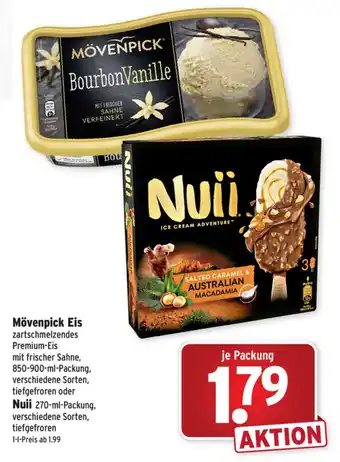 Wasgau Mövenpick Eiscreme 850-900ml  oder Nuii 270ml Angebot