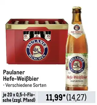 METRO Paulaner Hefe-Weißbier je 20 x 0,5-1-Flasche (zzgl. Pfand) Angebot