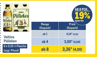 METRO Veltins Pülleken 6 x 0,33-1-Flasche (zzgl. Pfand) Angebot