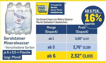 METRO Gerolsteiner Mineralwasser je 6 x 0,5-1-Flasche Angebot