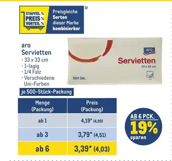 METRO aro Servietten je 500 Stk. Angebot