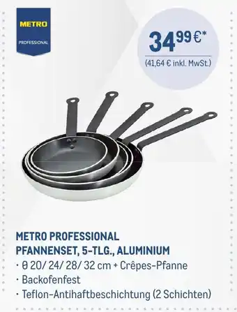 METRO METRO PROFESSIONAL PFANNENSET, 5-TLG., ALUMINIUM Angebot