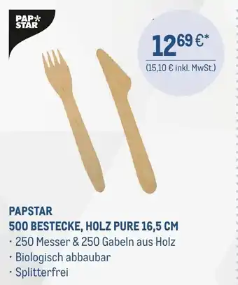 METRO PAPSTAR 500 BESTECKE, HOLZ PURE 16,5 CM Angebot