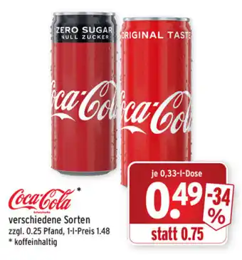 Wasgau Coca Cola 0,33L Dose Angebot