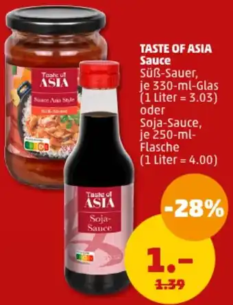 PENNY TASTE OF ASIA Sauce 330 ml Glas/250 ml Flasche Angebot