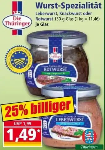 Norma Die Thüringer Wurst-Spezialität 130 g Glas Angebot