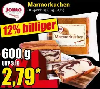 Norma Jomo Marmorkuchen 600 g Packung Angebot