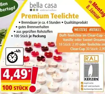 Norma bella casa Premium Teelichte 100 STÜCK Angebot