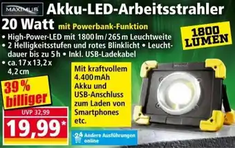 Norma MAXIMUS Akku-LED-Arbeitsstrahler 20 Watt Angebot