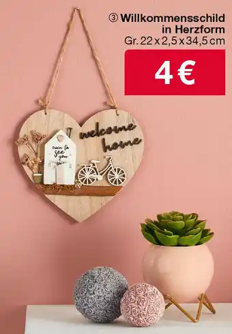 Woolworth Willkommensschild in Herzform Angebot