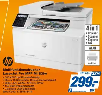 expert Techno Land hp Multifunktionsdrucker LaserJet Pro MFP M183fw Angebot