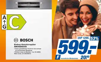 expert Techno Land BOSCH Einbau-Geschirrspüler SMI4EBSOOD Angebot