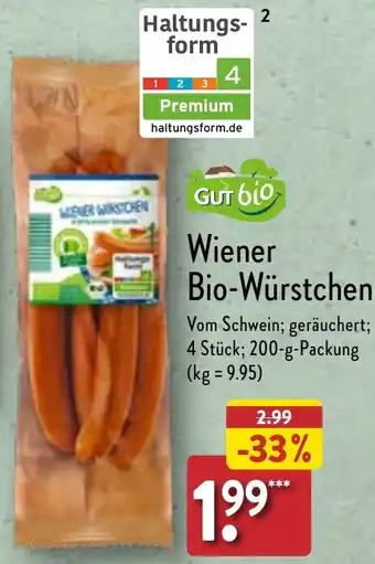 Aldi Nord Gut bio Wiener Bio-Würstchen 200 g Packung Angebot