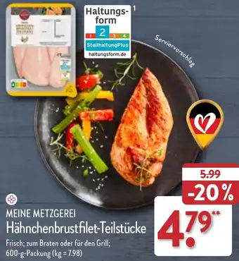 Aldi Nord MEINE METZGEREI Hähnchenbrustfilet-Teilstücke 600 g Packung Angebot