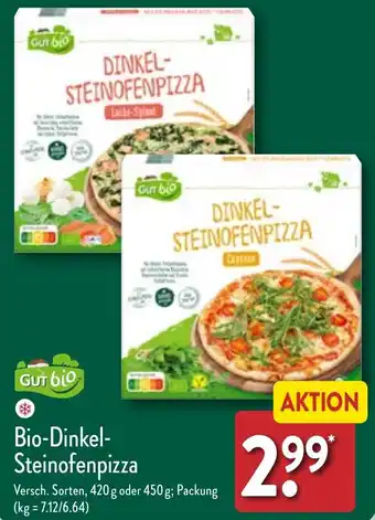 Aldi Nord Gut Bio-Dinkel Steinofenpizza 420 g oder 450 g Angebot