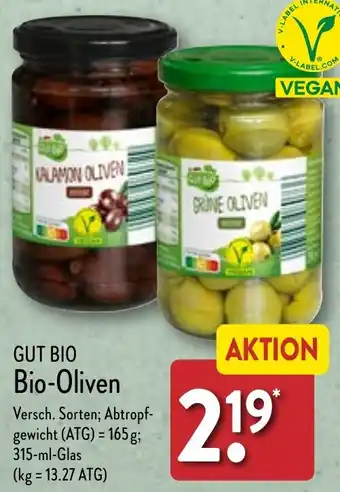 Aldi Nord GUT BIO Bio-Oliven 315 ml Glas Angebot