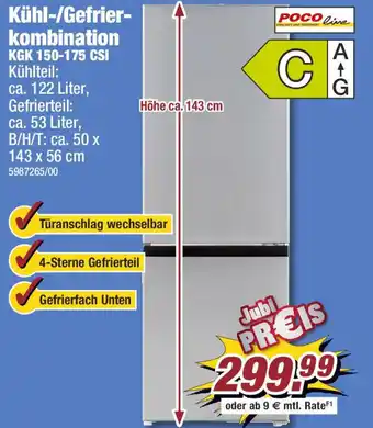 Poco POCO line Kühl-/Gefrier-kombination KGK 150-175 CSI Angebot