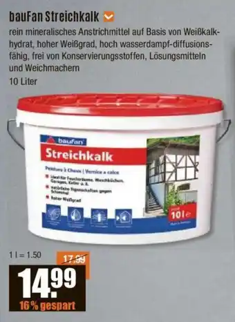 V Baumarkt bauFan Streichkalk 10L Angebot