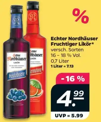 NETTO Echter Nordhäuser Fruchtiger Likör 0,7 Liter Angebot