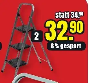 B1 Discount Baumarkt 2 Klapptritt Stahlrohrgestell, mit Sicherheitsbügel, 3 Stufen Angebot