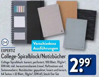 Aldi Nord EXPERTIZ College-Spiralblock/Notizbücher Angebot