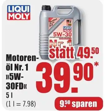 B1 Discount Baumarkt LIQUI MOLY Motoren-öl Nr. 1 5W-30FD 5L Angebot