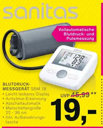 KODi sanitas BLUTDRUCK- MESSGERÄT SBM 18 Angebot