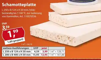 Sonderpreis Baumarkt Schamotteplatte L 250 x B 124 x H 20 mm, hitze-beständig bis 1 100 °C, zur Isolierung von Kaminöfen Angebot