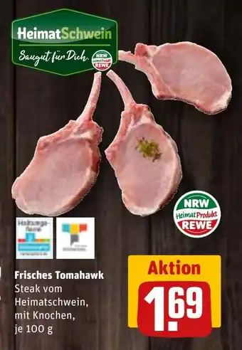 REWE HeimatSchwein Frisches Tomahawk Steak vom Heimatschwein, mit Knochen, je 100 g Angebot