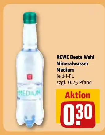 REWE REWE Beste Wahl Mineralwasser Medium je 1-l-Fl. Angebot