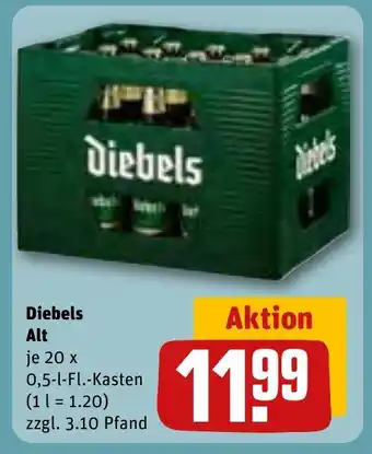 REWE Diebels Alt je 20 x 0,5 L Angebot